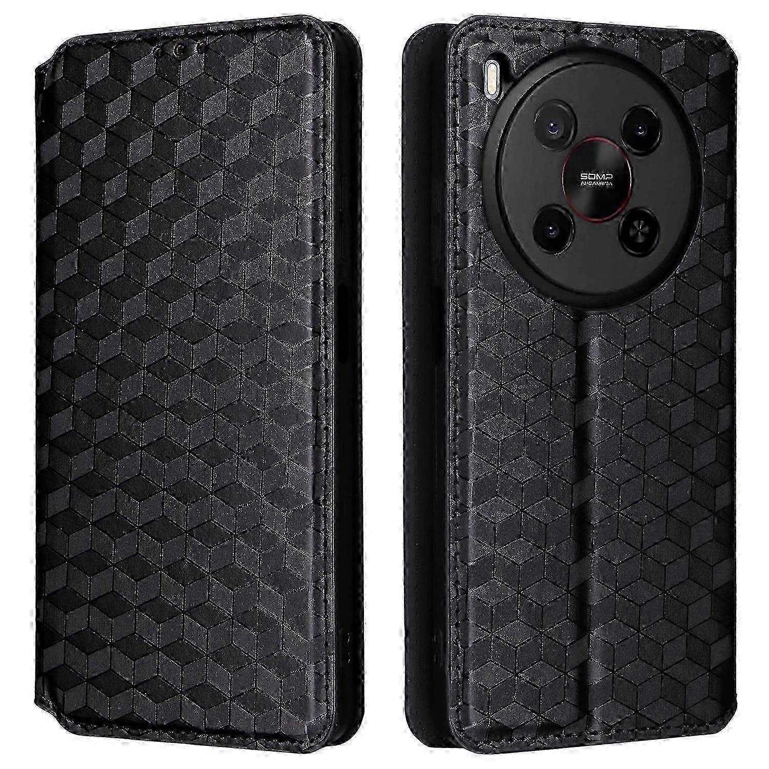 Rhombus Pattern Leather Wallet Case for Blade V70 Max / Nubia V70 Max Smartphone Cover