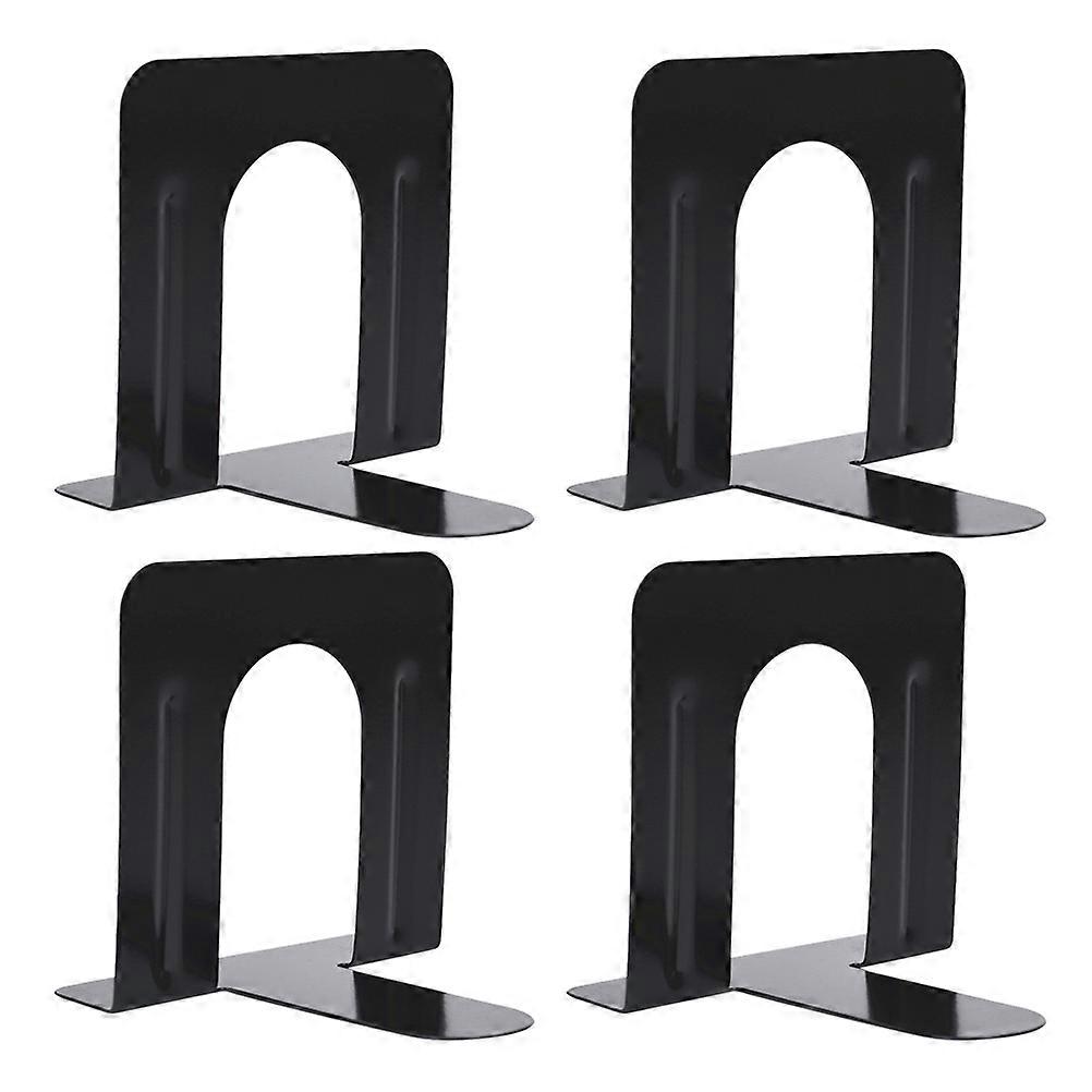 Elegant Metal Book Ends 2 Pairs Simple Book Holder For Library Home Use Black Anti-Rust Coating 2Pcs