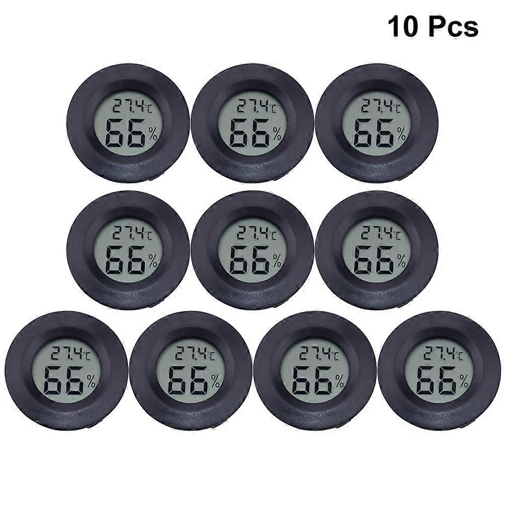 Digital Temperature and Humidity Gauge Round Indoor Use Black for Wall Mountable 10Pcs