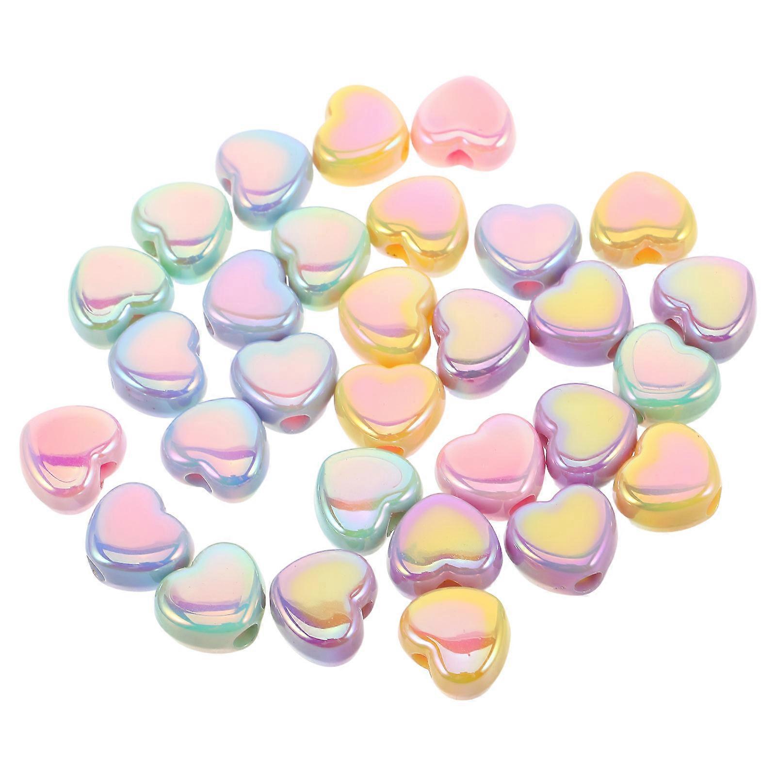 Acrylic Heart Charm Beads for Bracelet Making 60Pcs Assorted Color