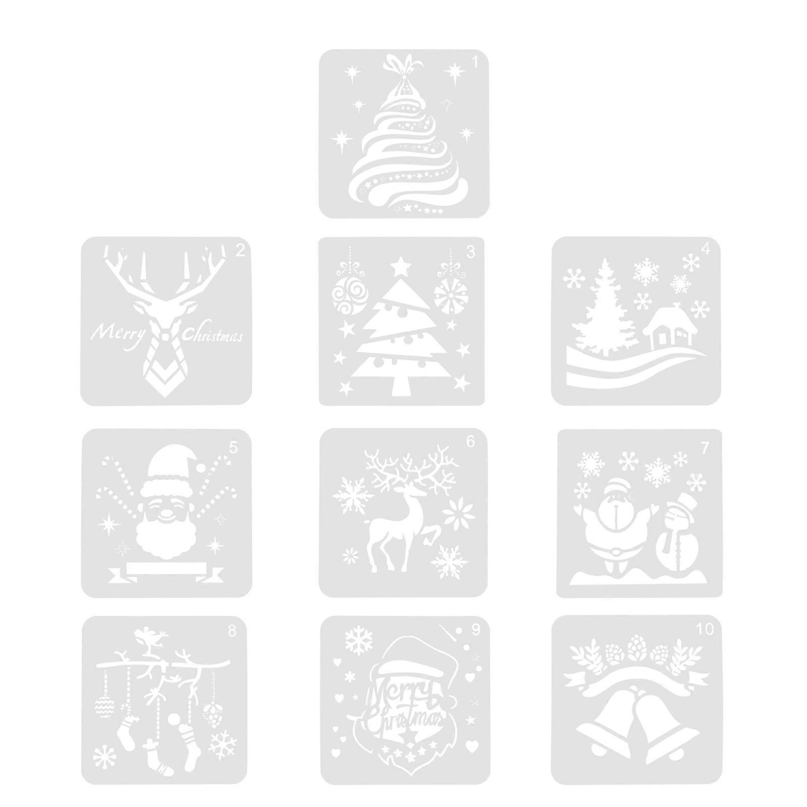 Christmas Design Drawing Templates Square Shape Xmas for Decor 30Pcs