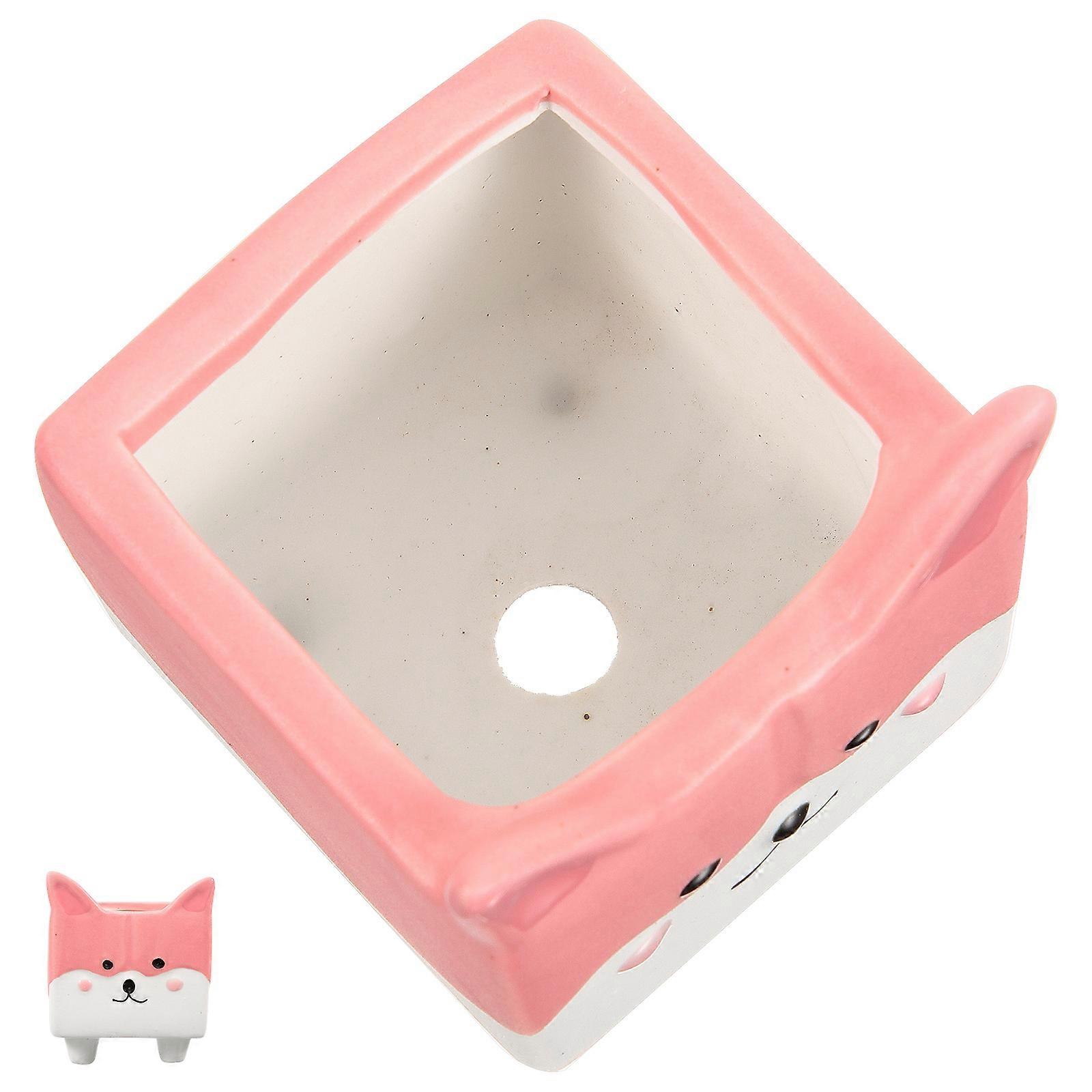 Creative Ceramic Succulent Flower Pot Corgi Style for Home 3Pcs