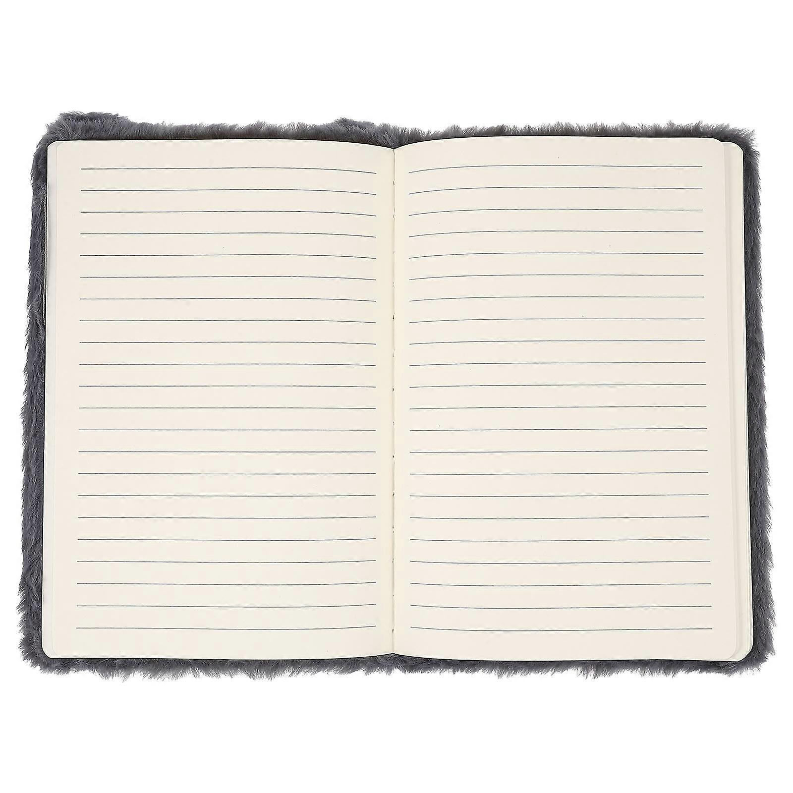 Cartoon Plush Notebook for Girls Multi-Function Diary Book 4Pcs Grey