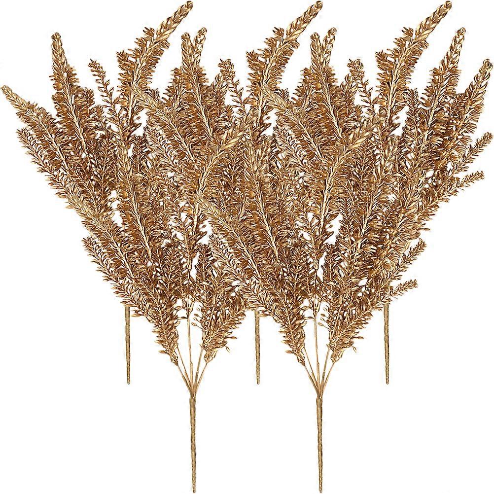 Golden Plastic Wheat Ear Bunch for Decor 5psc Wedding Decoration