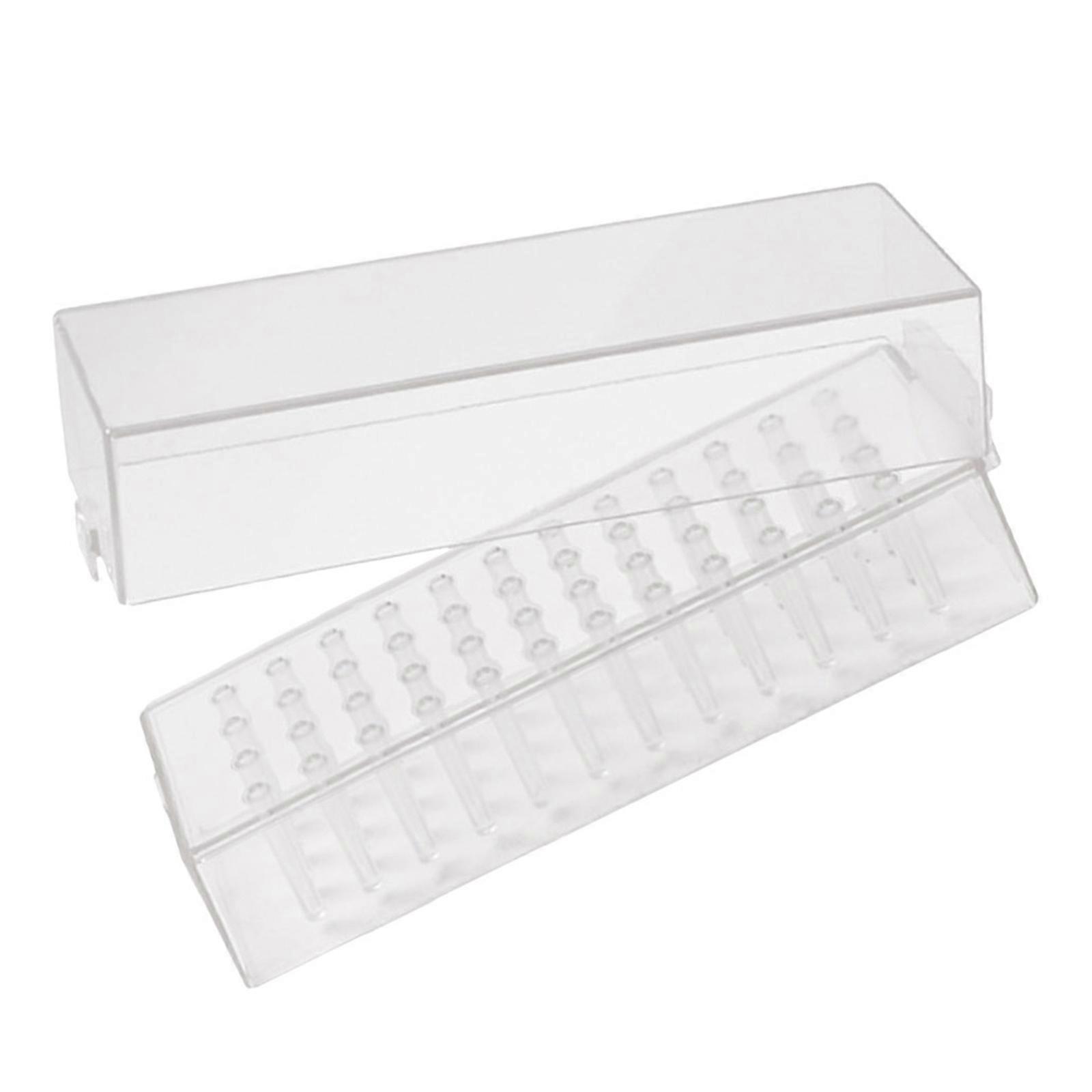 Nail Drill Bits Organizer for Manicure Storage 3Pcs Transparent Plastic Box