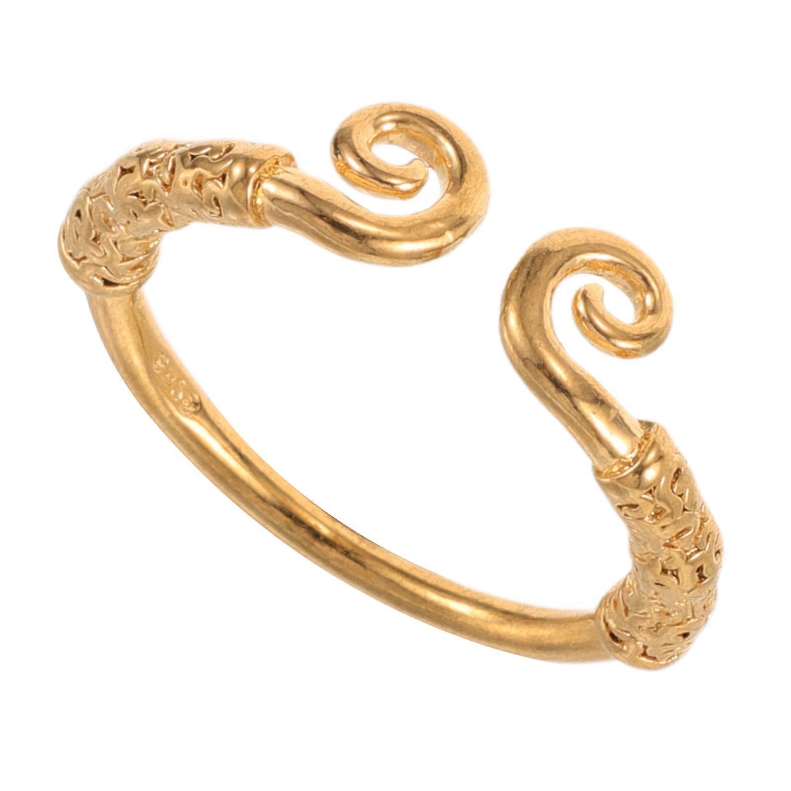 Handmade Gold Plated Embossed Chinese Ring Adjustable Open Finger Ring