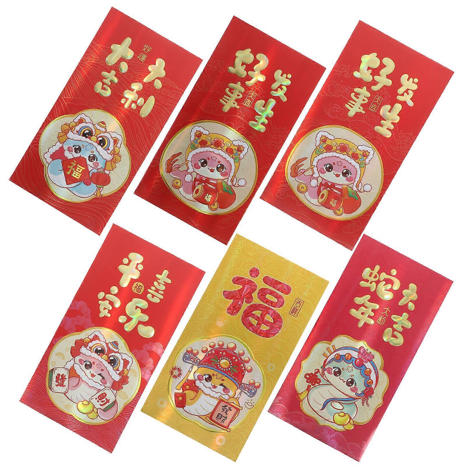 Chinese New Year Hong Bao Packet 6Pcs Assorted Color Paper for Storage Use and Secure Gifting