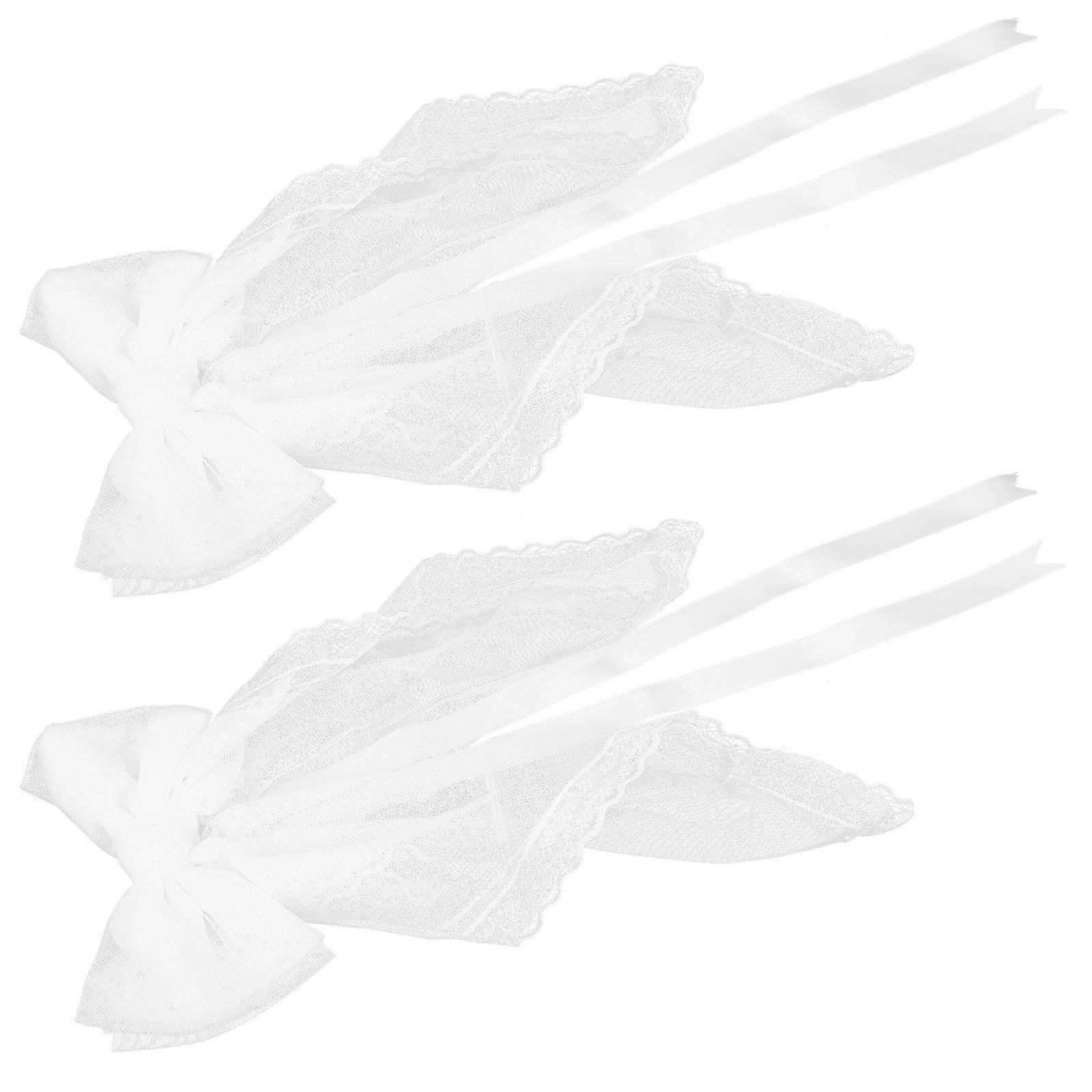 Wedding Bow Curtain Holdbacks Lace Tiebacks White 6Pcs Set