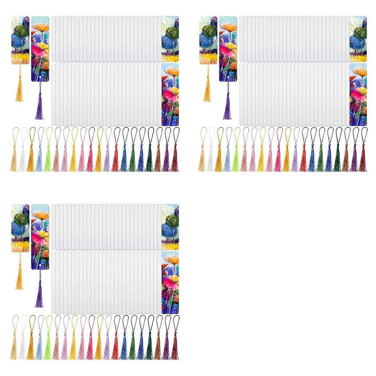 105 Pieces Sublimation Blank Bookmark, Heat Transfer Sublimation Bookmarks with Hole and 105 Pcs Col