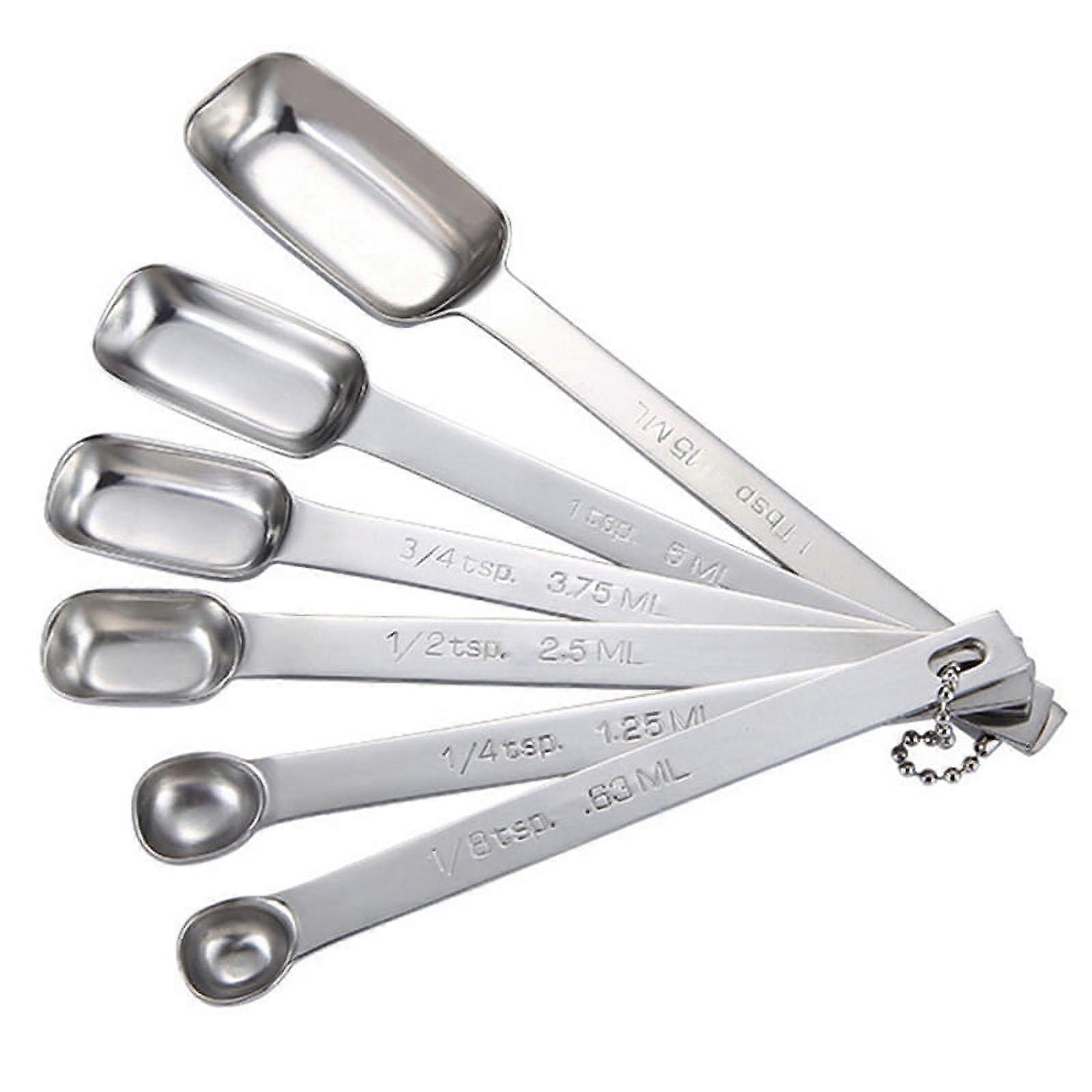 6PCS Measuring Spoons Set, Stainless Steel Spoons, Long Handle Metal Tablespoon