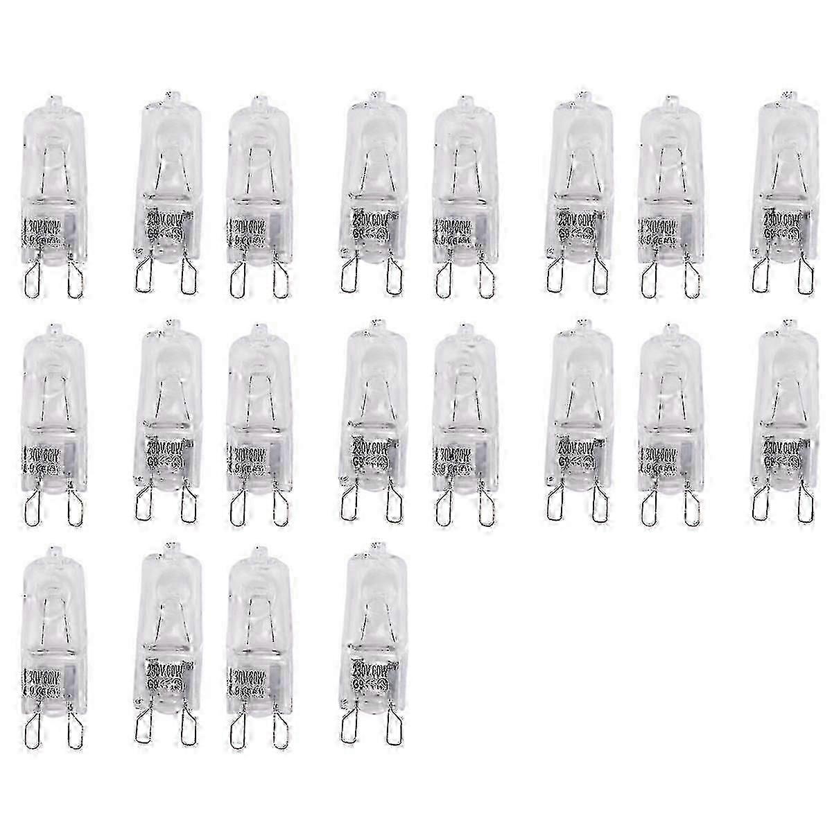 20 Stück G9 Halogenlampen, 25 W, klare Halogenlampen, dimmbar, 2800 K, G9 Halogenlampen