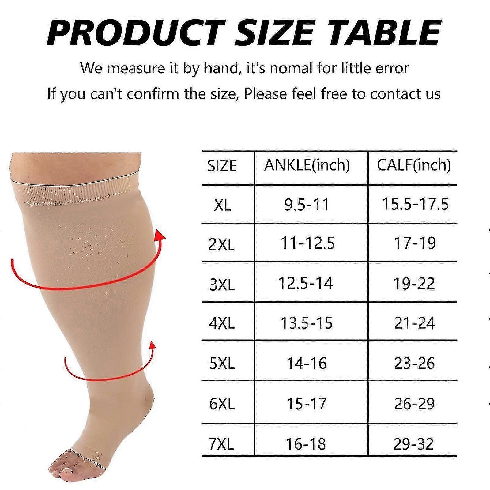 Compression Sock For Men Women, Plus Size Compression Socks Wide Calf, High Knee Flight Socks Medical Compression