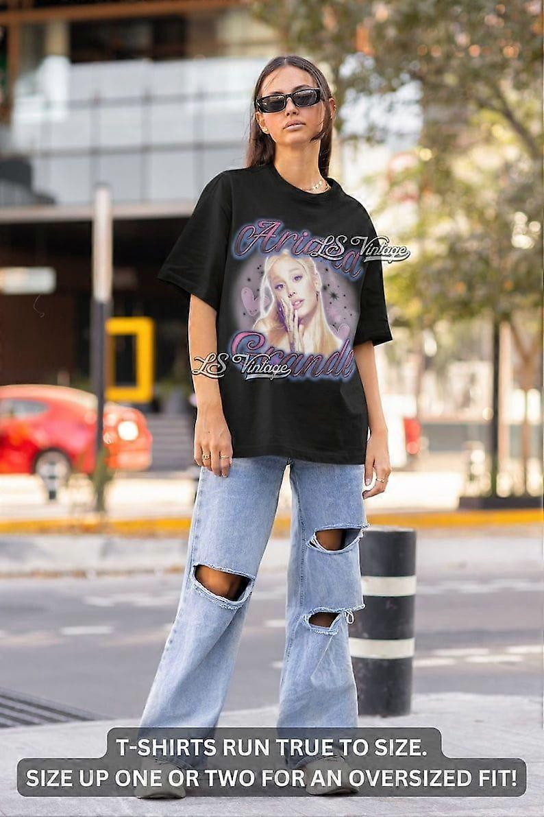 Ariana Granda Camisa Vintage Ariana Grande Tee Gráfico Airbrush Bootleg 90s Estilo Oversized T-Shirt Unisex Presentes para ele jidjihj45
