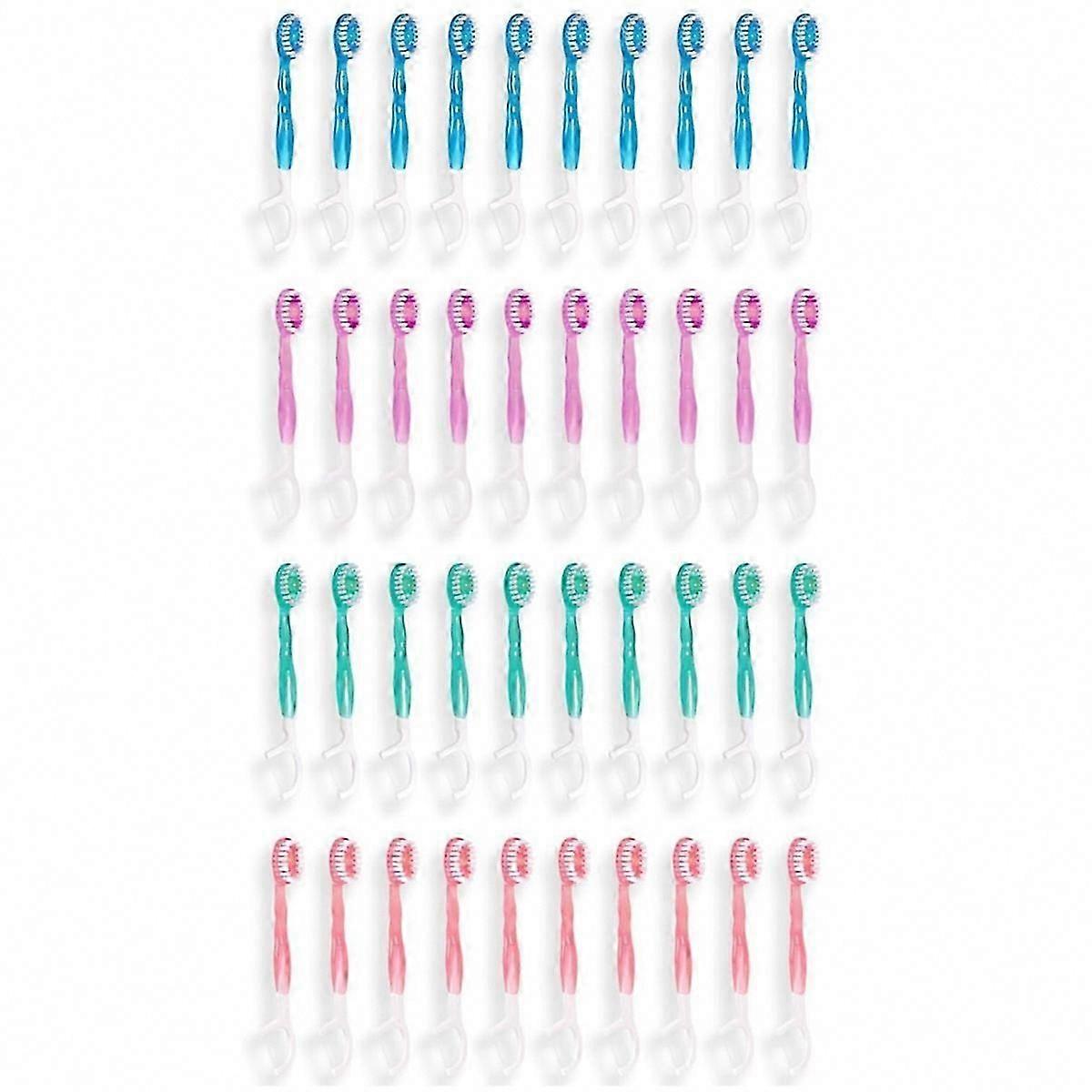 40 Pack Disposable Mini Travel Toothbrushes - 5-in-1 Function, Individually Wrapped, Portable for Travel