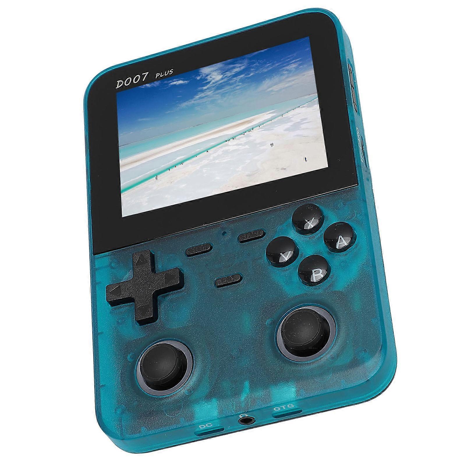 Handheld Game Console 3.5 Inch 640x480 IPS Display Retro Dual Joystick 2500MAH Handheld Game Player for Entertainment Transparent Blue 