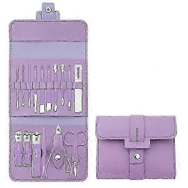 Set Nail Manicure Tools PURPLE 16 PCS 16 PCS Cs fast