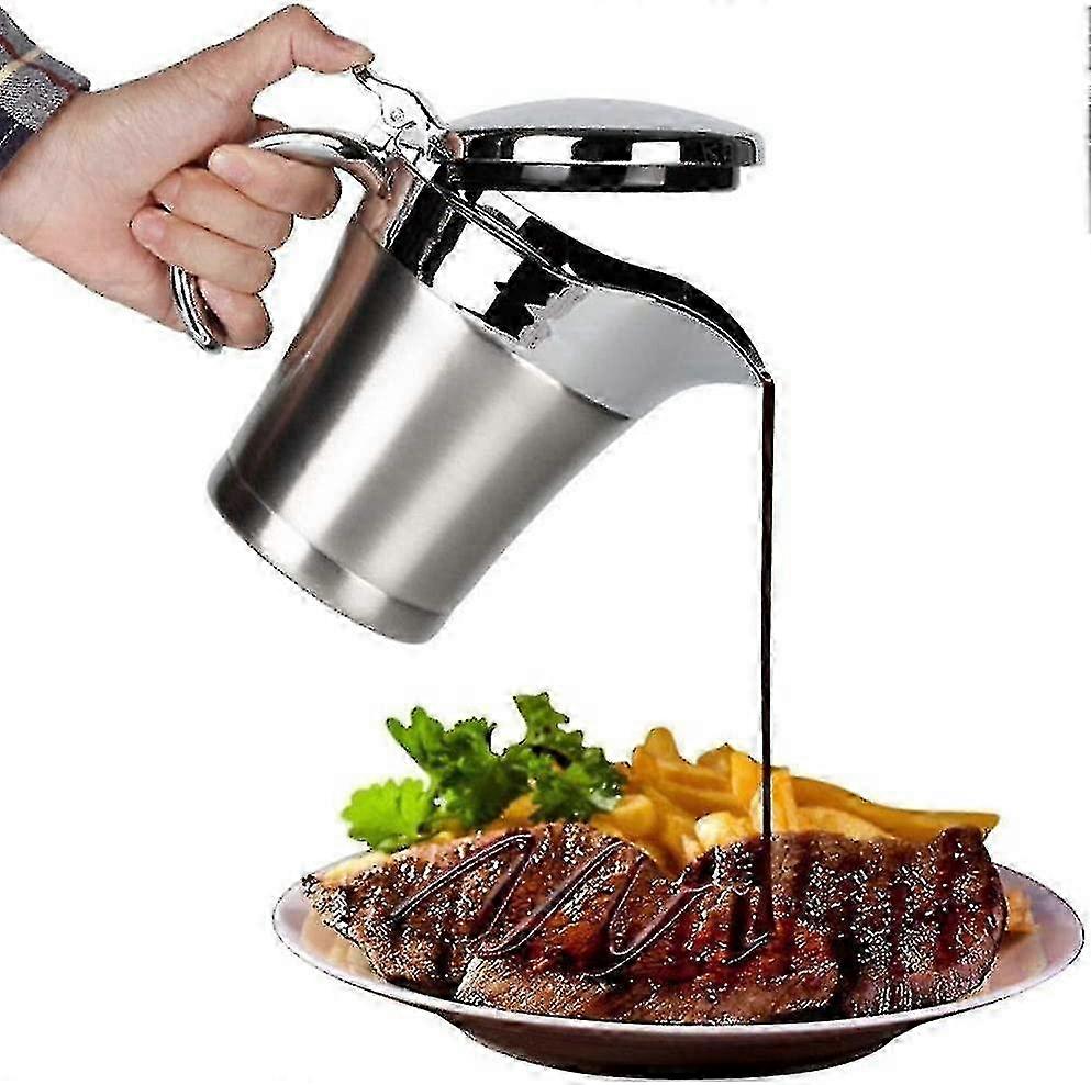Saucière/pichet à sauce en acier inoxydable à double isolation avec couvercle, 500 ml, pour le rangement