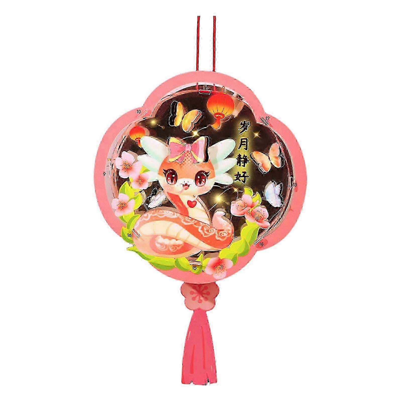 Year Of The Snake Handheld Lanterns with LED Light PVC Decorative Spring Festival Hanging Lamp Decoration for Kids
