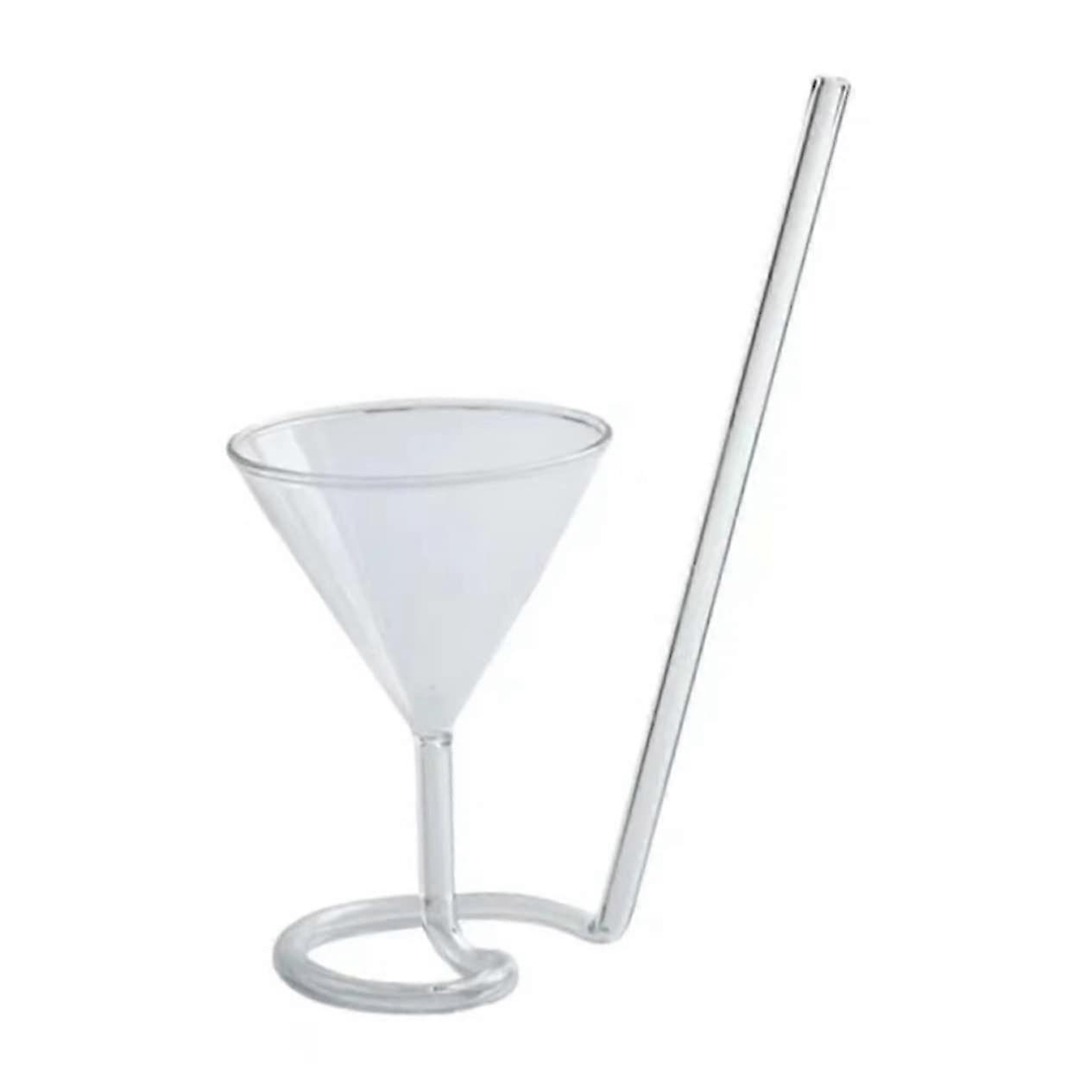 Cocktail Glass Curved Straw Design Glassware For Home Bar Parties Serving Wine Beverages Stylish And Functional