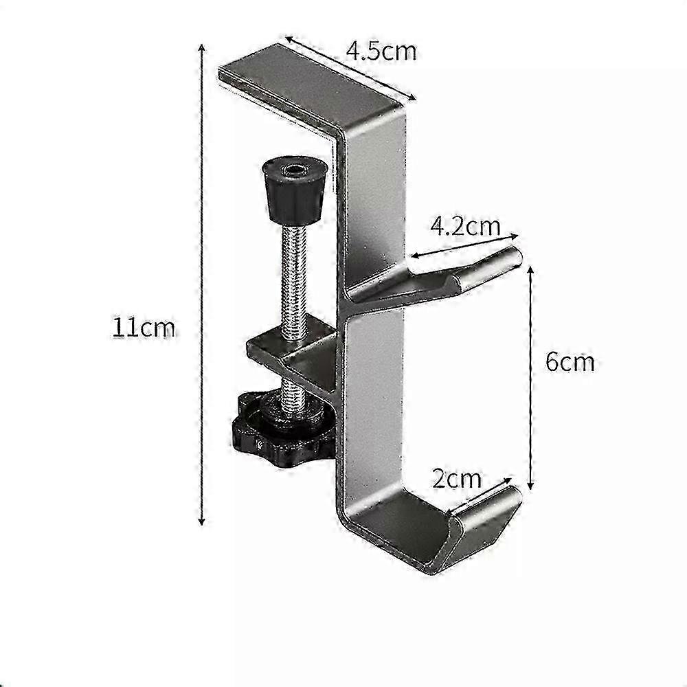 2x Metal Utility Hooks Desk Clamp Hook Creative Storage Organizer Hooks for Office Desk Bag Hanger Non-Sticky Removable Hooks