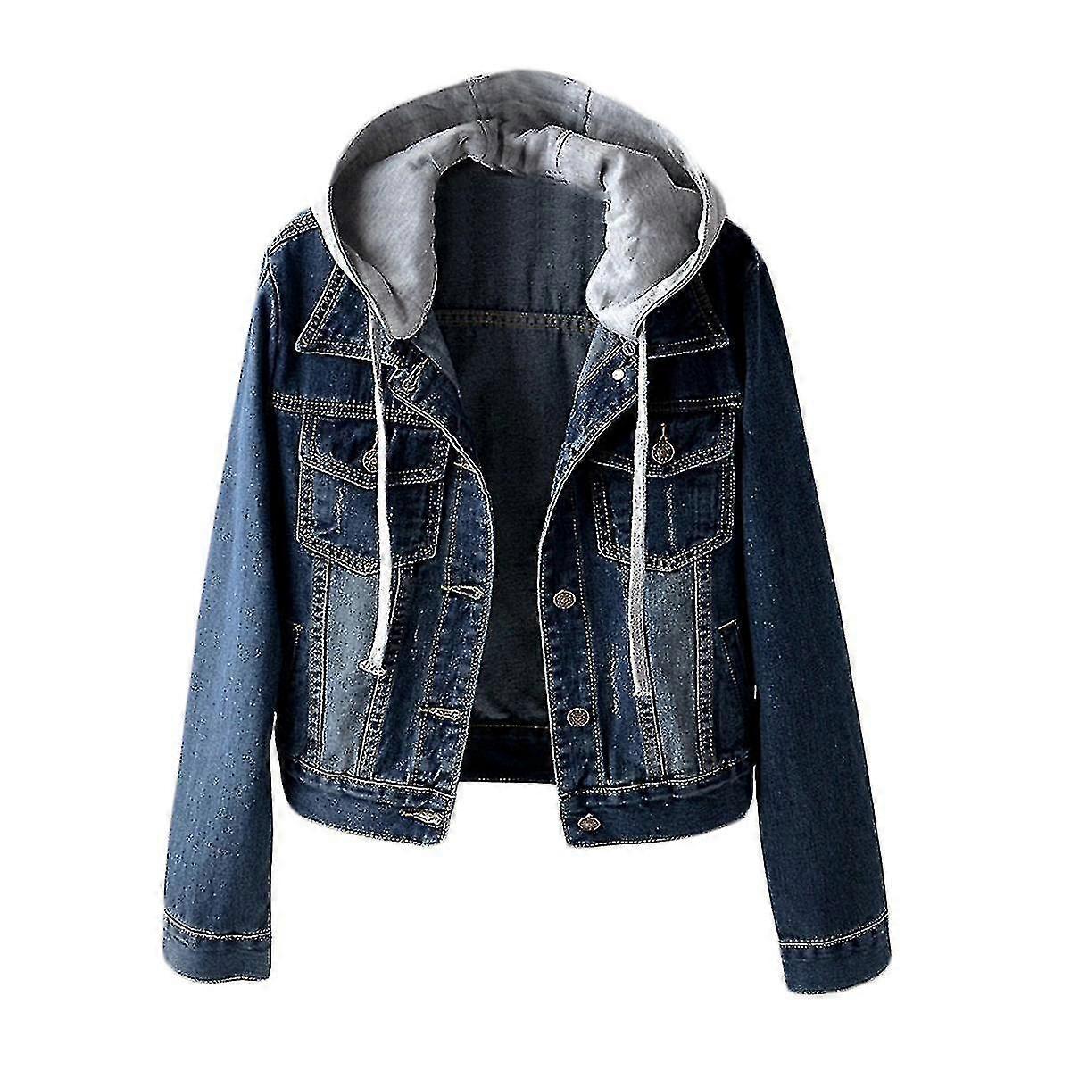Women's Casual Detachable Hooded Denim Jacket