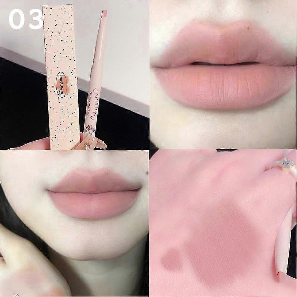 Automatic Rotating Matte Lip Liner Waterproof Long-Lasting Lipstick With Precision Brush For Defined Full Lips