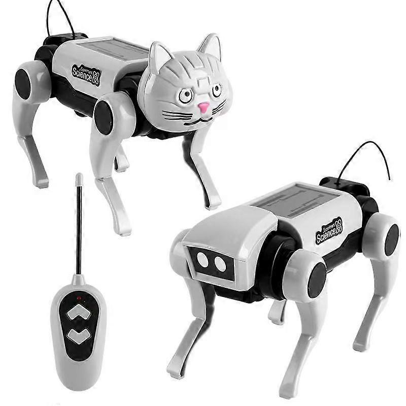 STEM Learning Remote Control Robot Kit – DIY Assembly Walking Dog & Cat Mechanical Toy