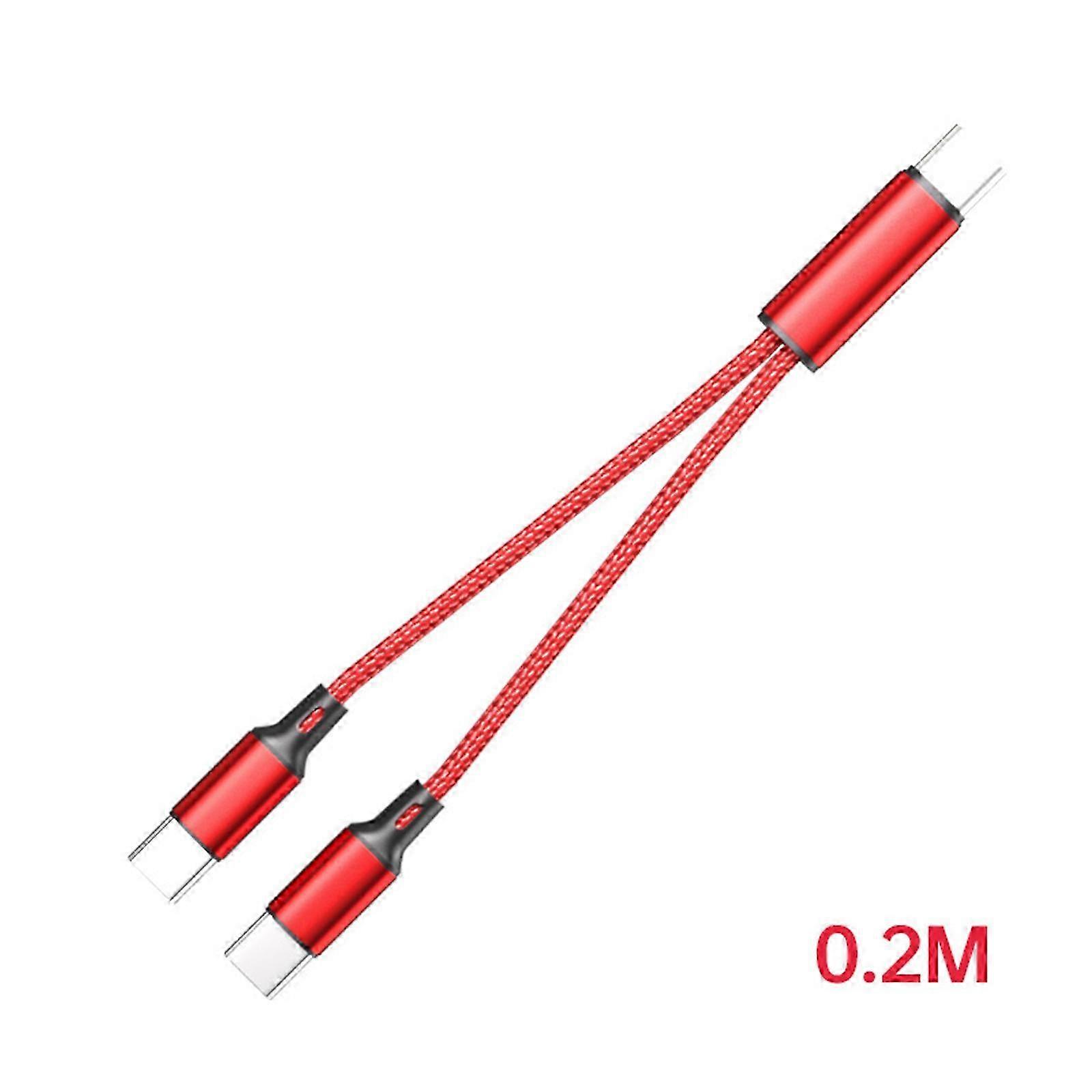 Type C to Type C 1 Male to 2 Male Splitter Cable Connect and Charge Two Type C Devices at Once  Black