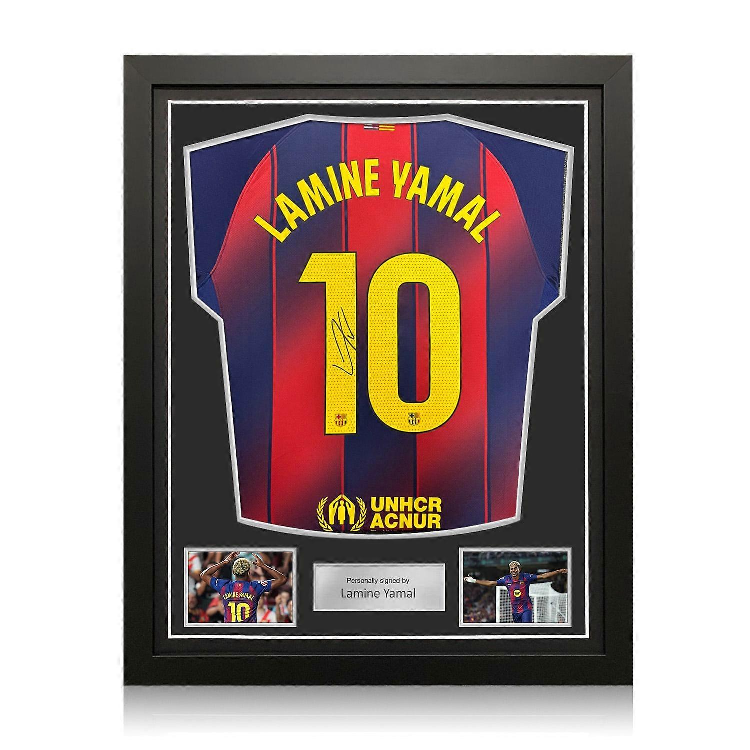 Lamine Yamal Signed Barcelona 2025-26 Home Football Shirt. Standard Frame