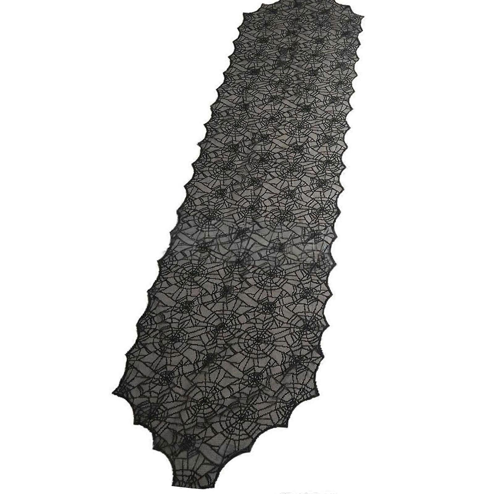 Lace Embellished Tablecloth For Halloweens Polyester Reusable Party Decoration Suitable for Tables Window and Wall  B