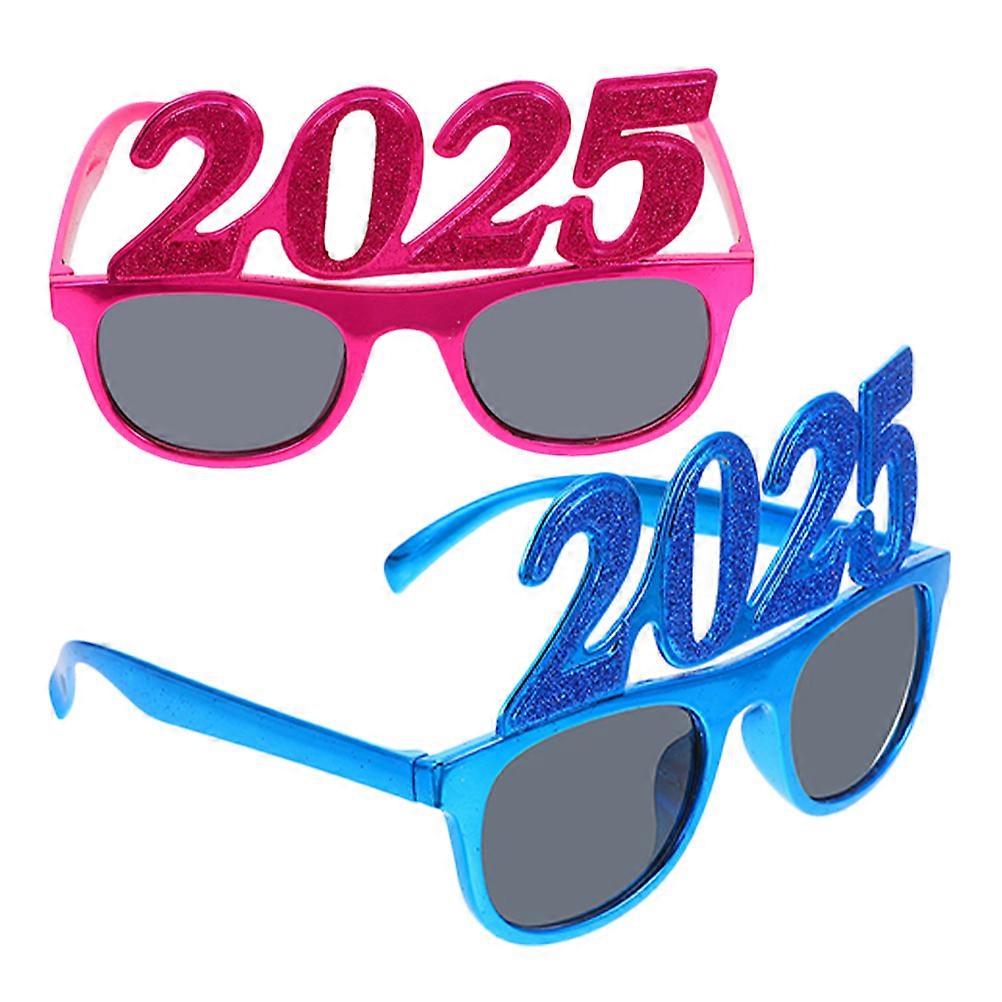 Fun 2025 Digital Glasses for New Year Party 2Pcs with Assorted Color Design