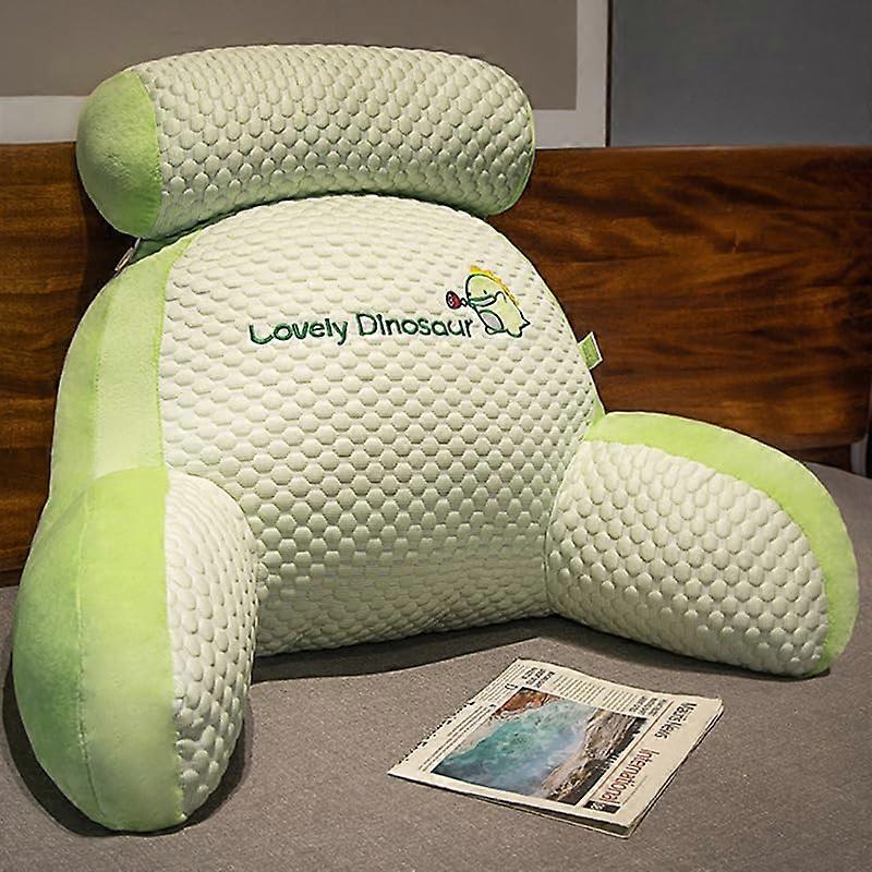 Reading Pillow with Arms for Bed and Couch Backrest Support, Detachable Cover, Medium Green