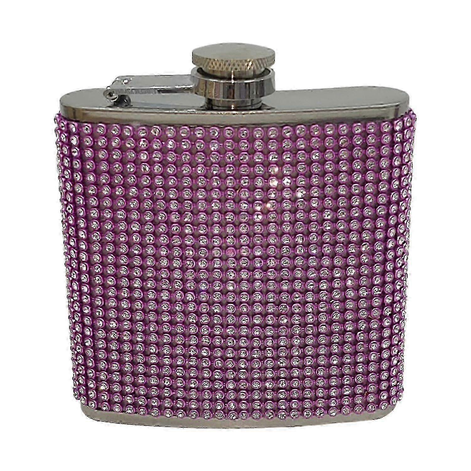 180ml Rhinestone Studded Hip Flask Leak-proof 304 Stainless Steel Reusable Anti-drop Wine Flask for -HK603
