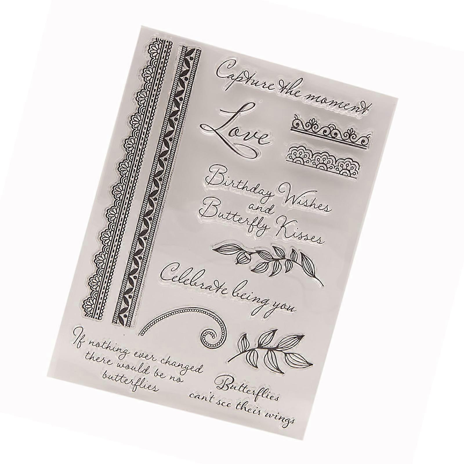 Flower Lacing Pattern Clear Stamp Decorative Background Clear Stamp for Invitaion, Valentines Card Making Scrapbooking Multicolor