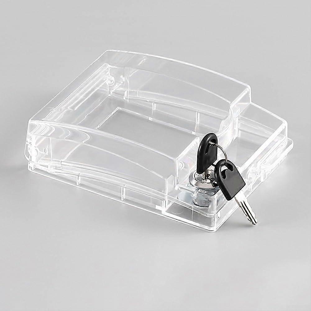 Lockable Outdoor Socket Box with Waterproof Cover, 86 Type Electrical Outlet Protector with Key Lock, Transparent