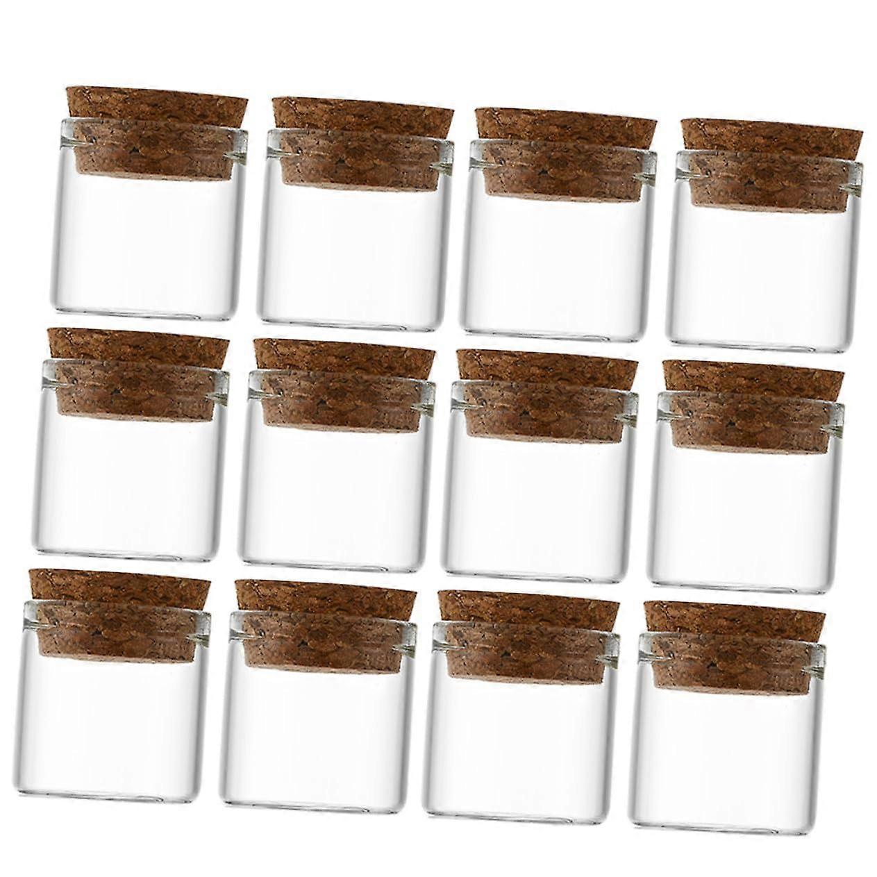 Glass Tea Jars 12 Pack Small Transparent With Cork Stopper  Borosilicate For Tea Storage Perfumes Oils DIY Crafts