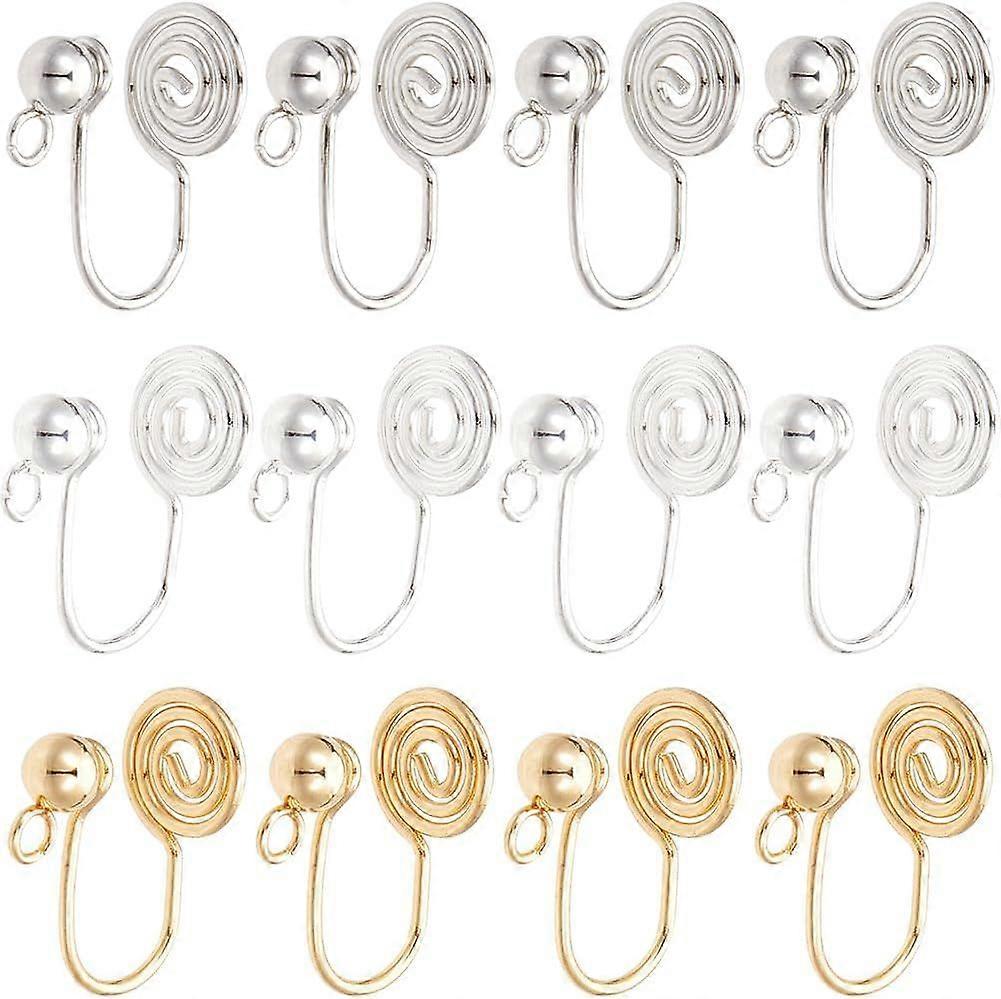 1 Box 30Pcs Cuff Earring Converters Stainless Steel Cuff Findings Clip Non Pierced Wire Wrap Vortex Earring Clip with Vertical Loop Gold Ear Converter
