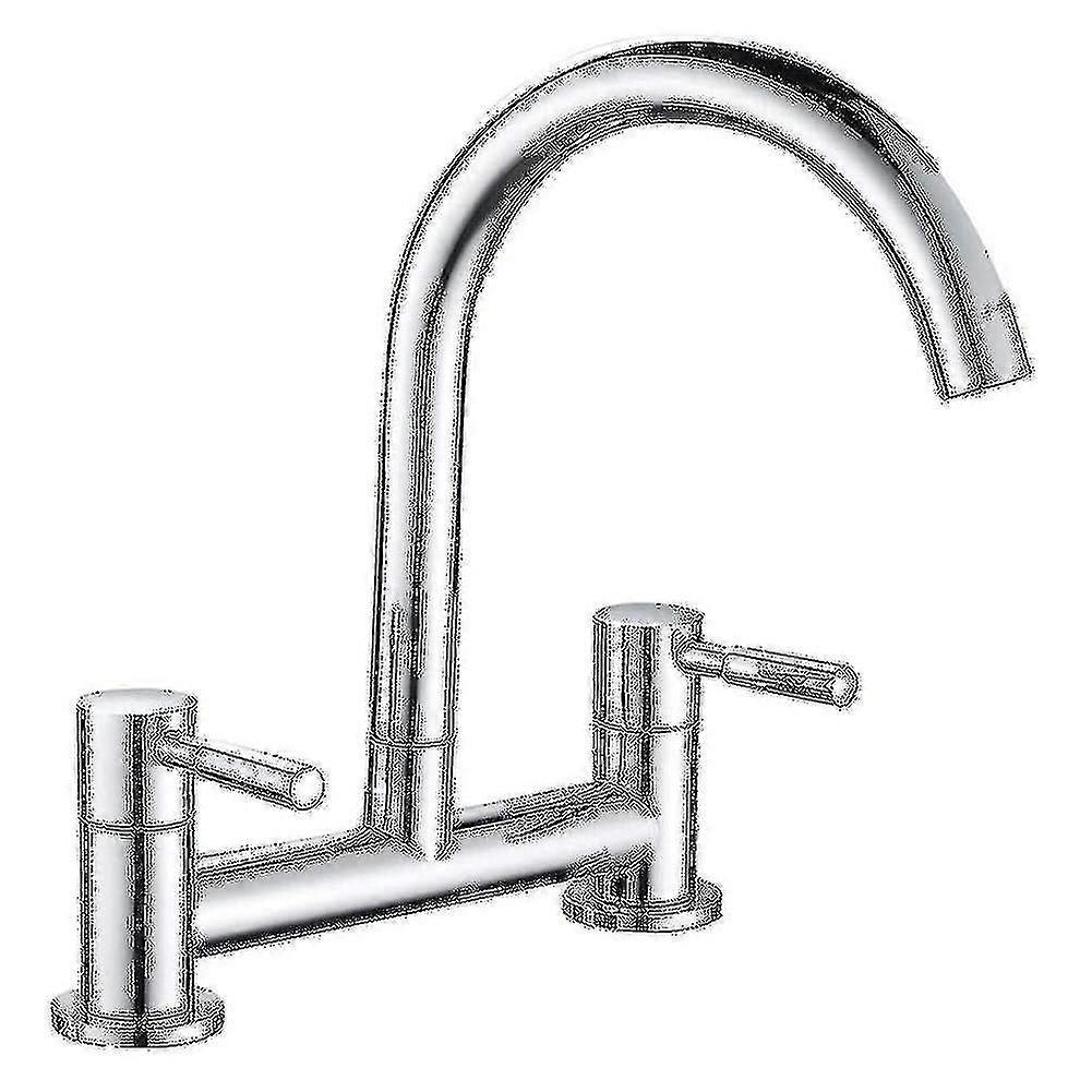 2 hole kitchen sink mixer tap featuring bridge lever design