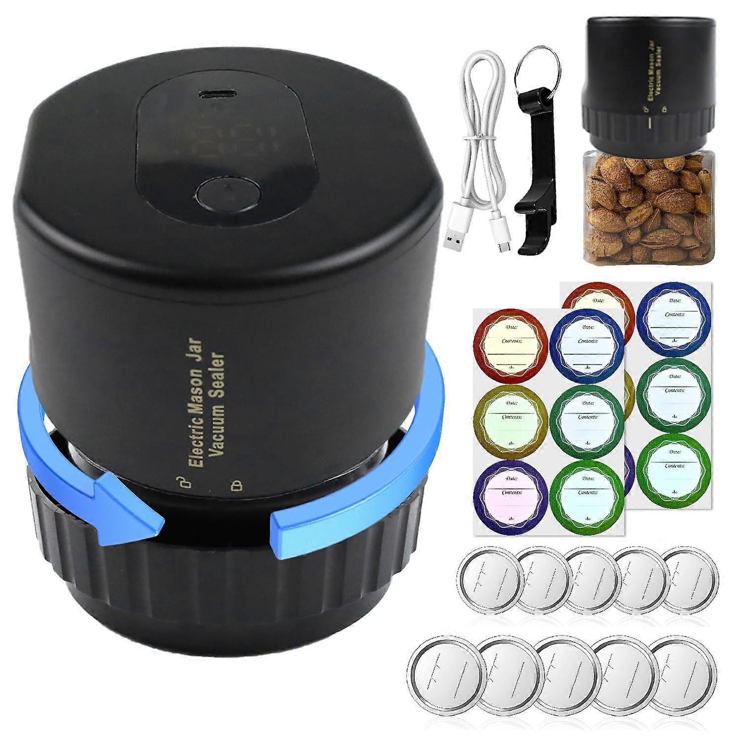 Electric Mason Jar Vacuum Sealer for Wide & Regular Mouth Jars with Lids, Labels and Opener 2025
