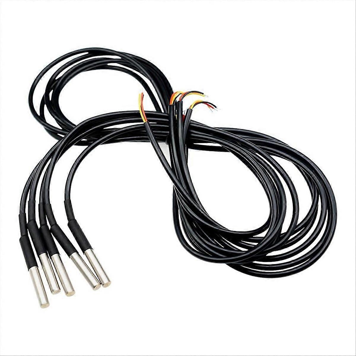 5pcs 5M Temperature Sensor Temperature Probe Stainless Steel Package Cable Waterproof Digital Thermo