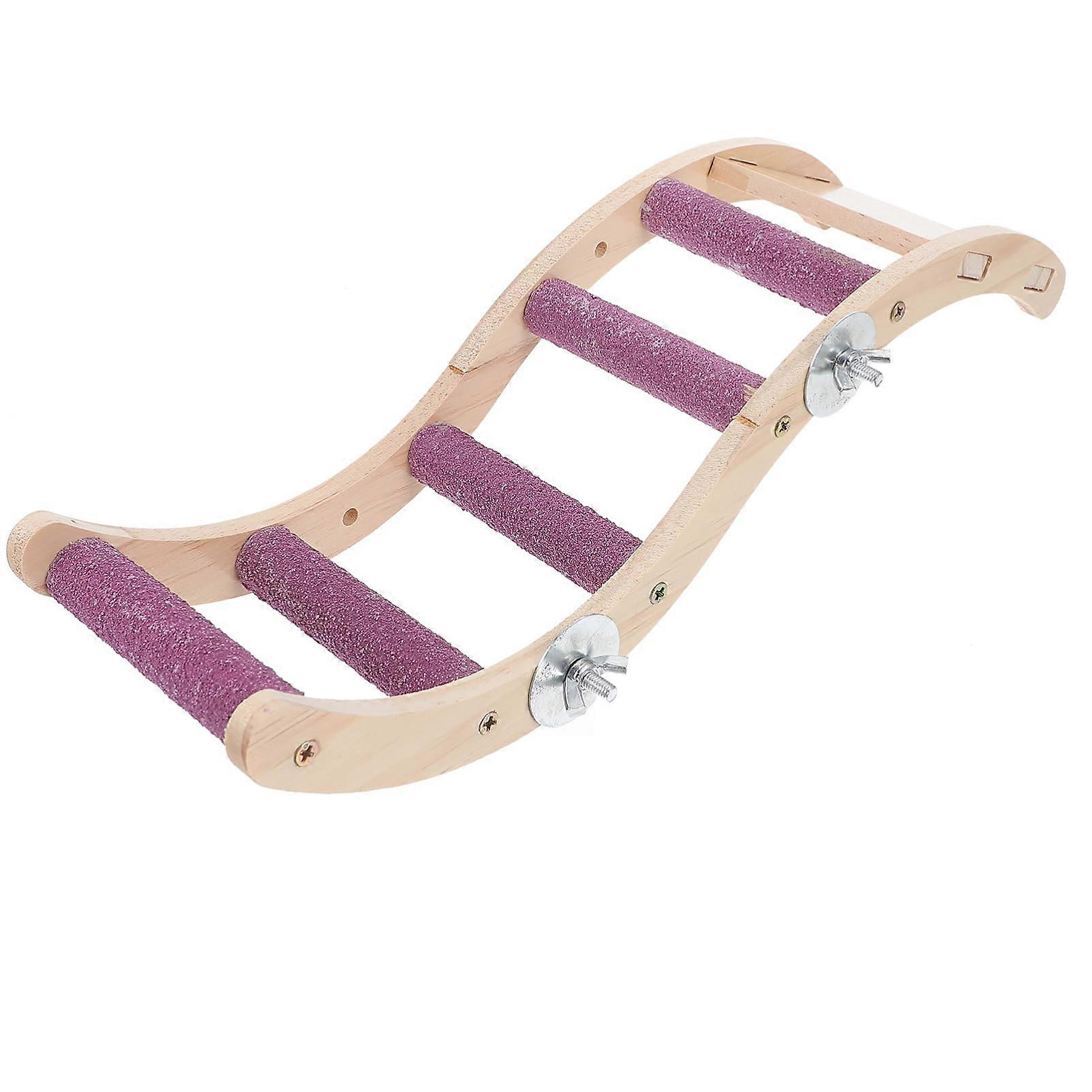 Swing and Climbing Ladder Natural Wooden Bird Play Stand for Chewing and Exercise Pink