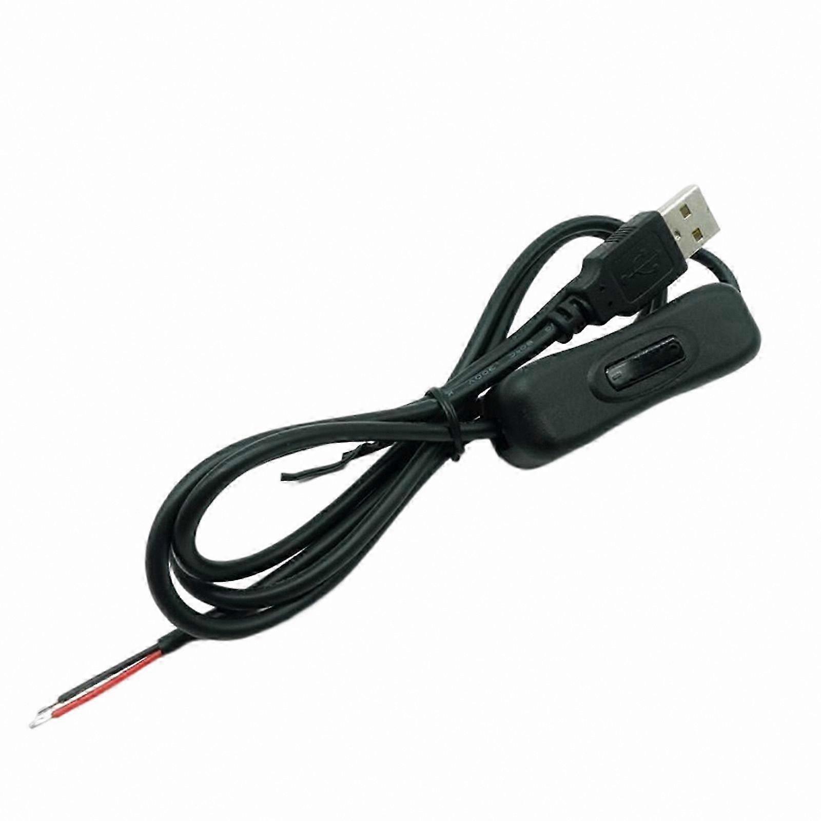 2-Pin USB Power Cable with Switch for LED Strips, Desk Lamps, and USB Fans