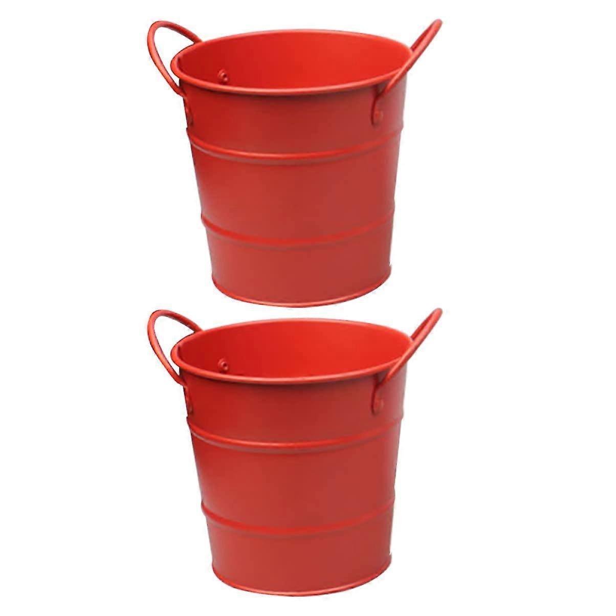2 Pack Mini Ice Bucket with Handle Retro Snack and Drink Storage Barrel for Party Table Decor