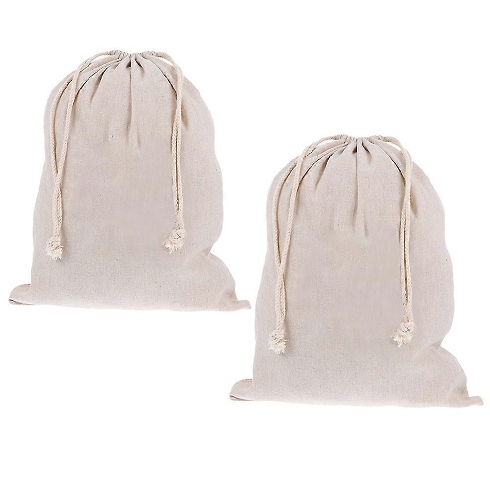 Linen Bread Pouches Drawstring for Storage Use 2Pcs Reusable Bags
