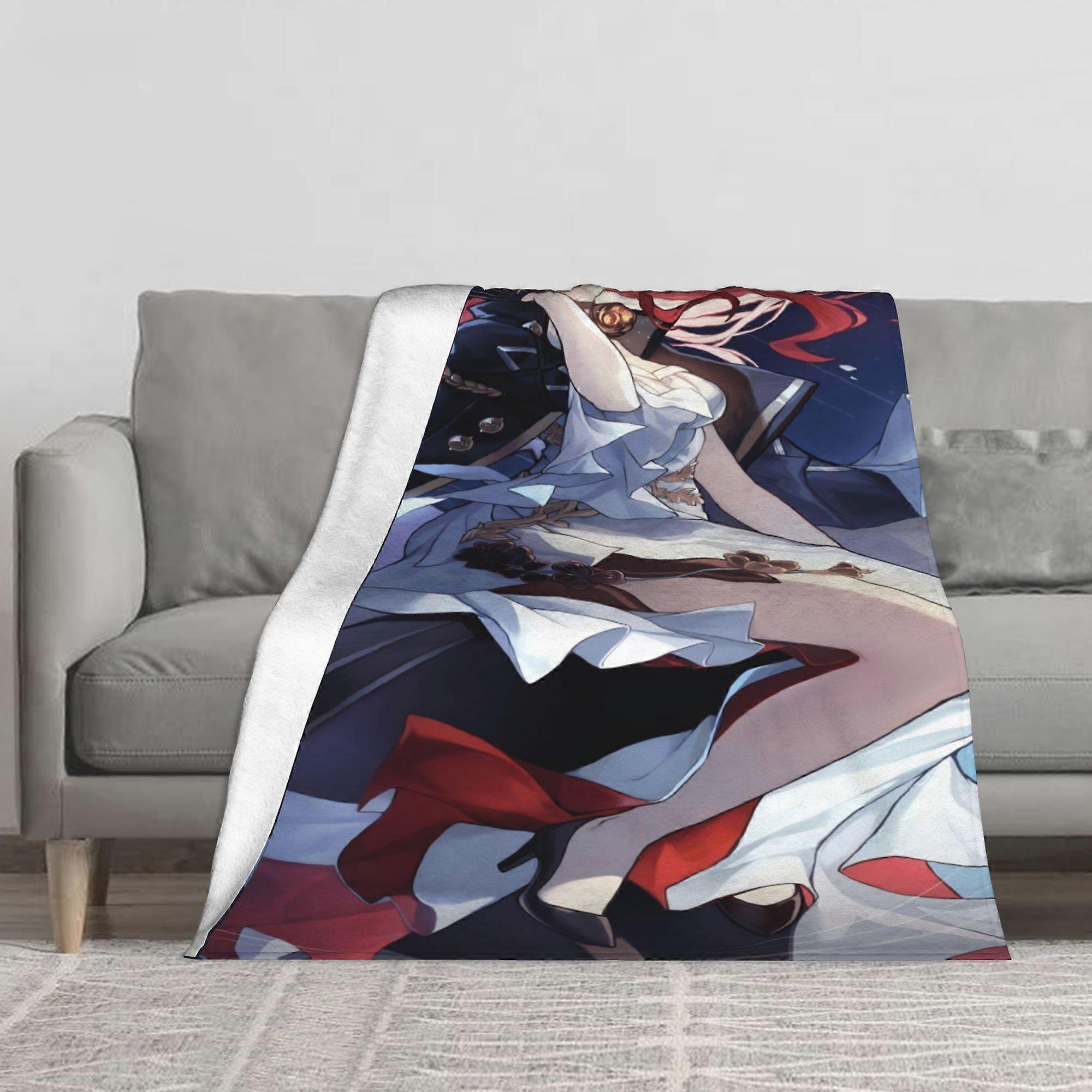 Himeko Design Blanket - Foldable & Wrinkle-Resistant, Durable Flannel Throw with Vibrant Anime Artwork, Soft Polyester F-AZXCV280