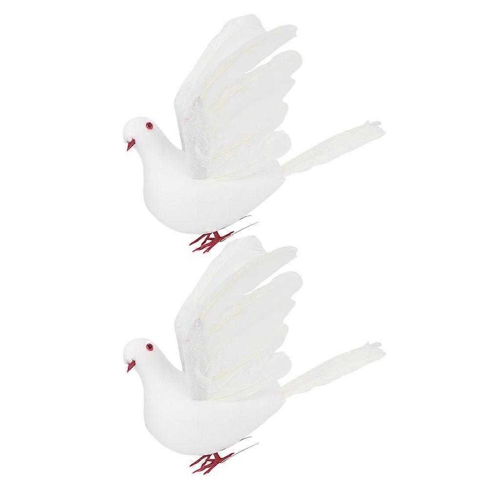 Dove Statue Bird Decoration Artificial Pigeon Lifelike Simulation 2Pcs