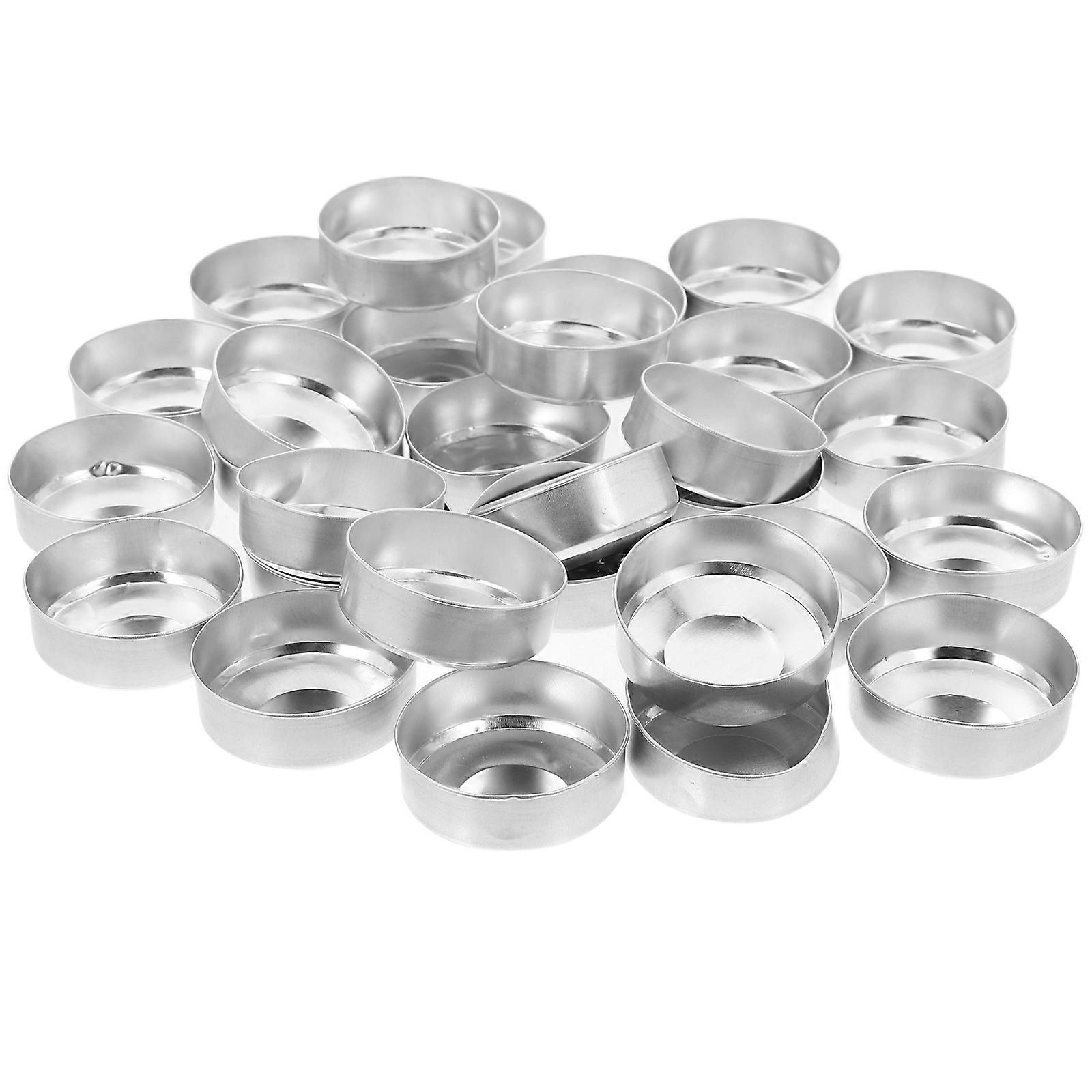 Silver Candle Cups Empty Tealight Candle Cups for Decor 30Pcs Set