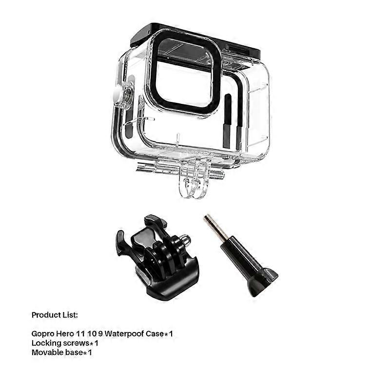 Waterproof case for GoPro Hero 11 10 9 black housing with anti fog inserts temepered glass screen protector floating hand grip