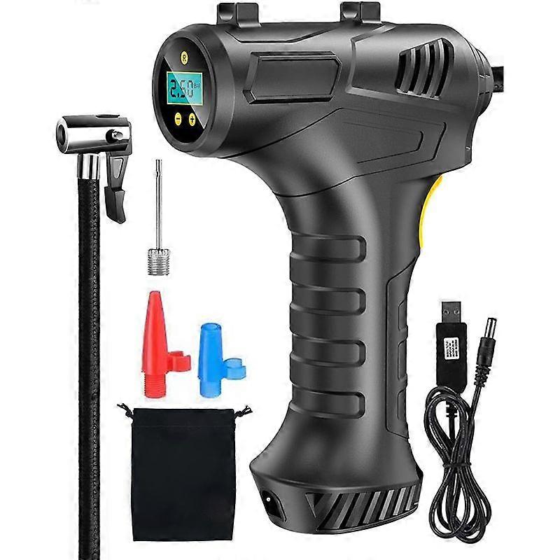 Car Tire Inflator, 12V Rechargeable Car Compressor, Portable Air Compressor with 3 Nozzles, Cordless Car Tire Inflator with Heat Dissipation for Car, 