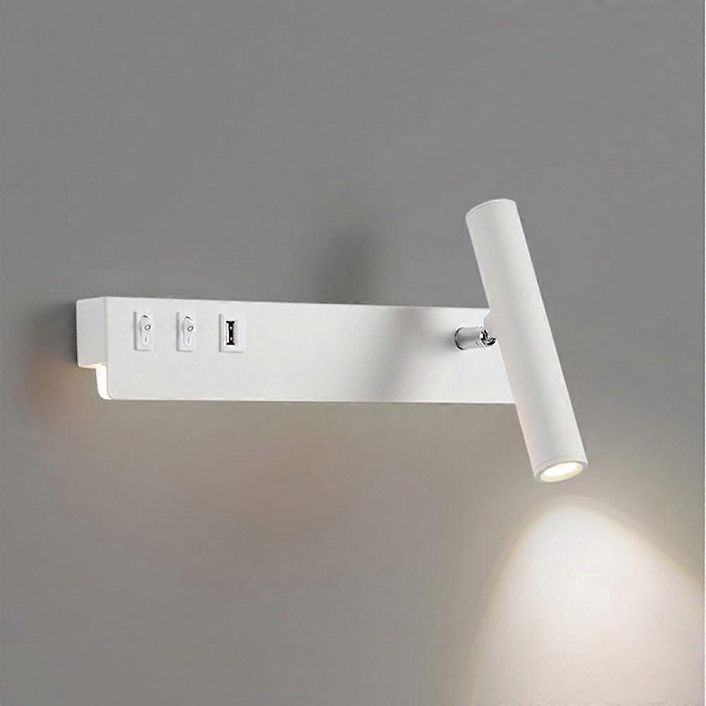 LED Wall Sconce with USB Port, 360° Rotating 3 Color Mode Wall Mounted Reading Light for Bedroom